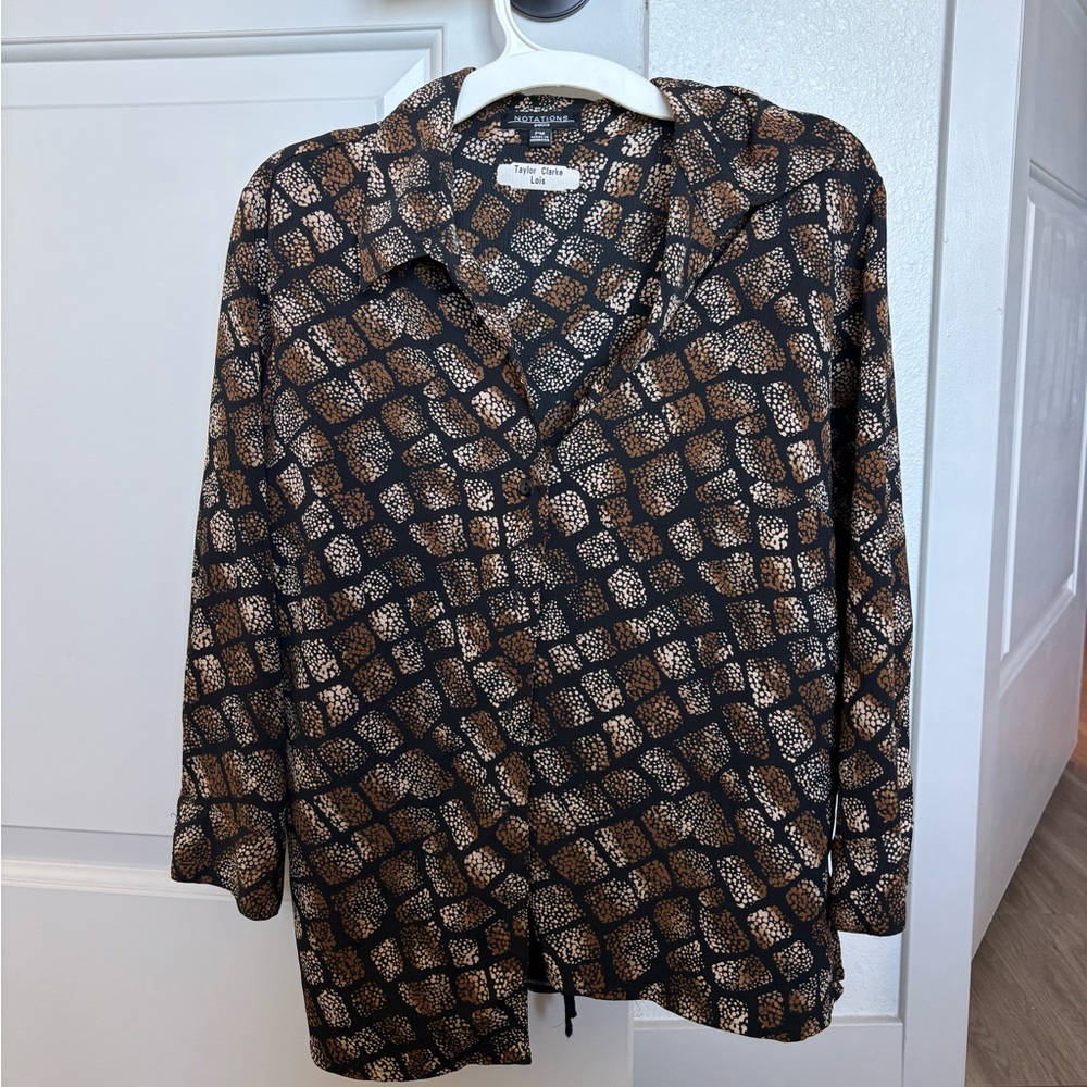 Patterned Black And Brown Blouse - image 1